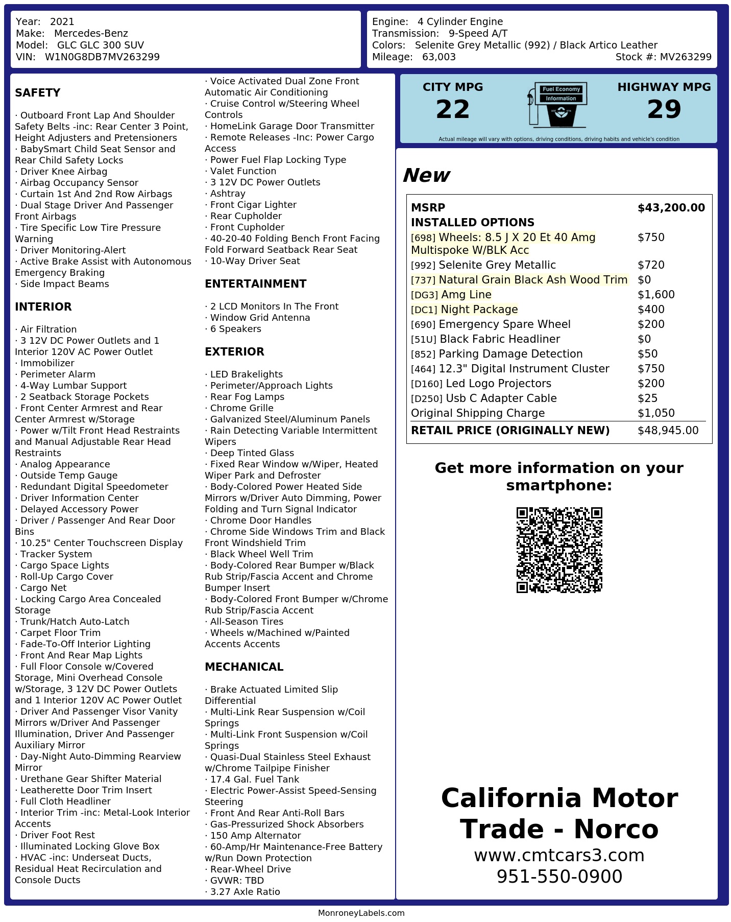 Monroney Label