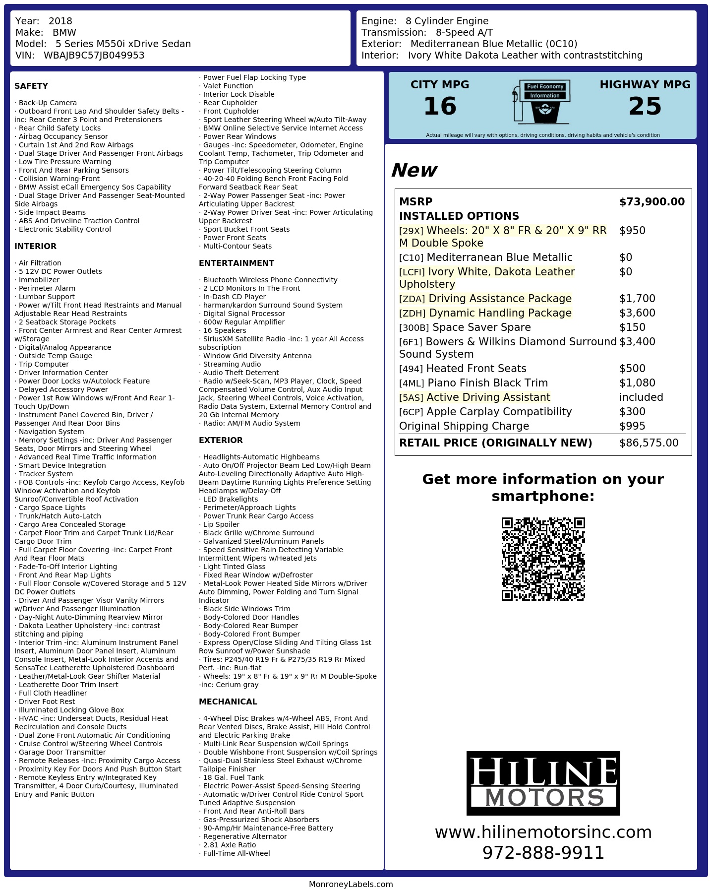 Monroney Label