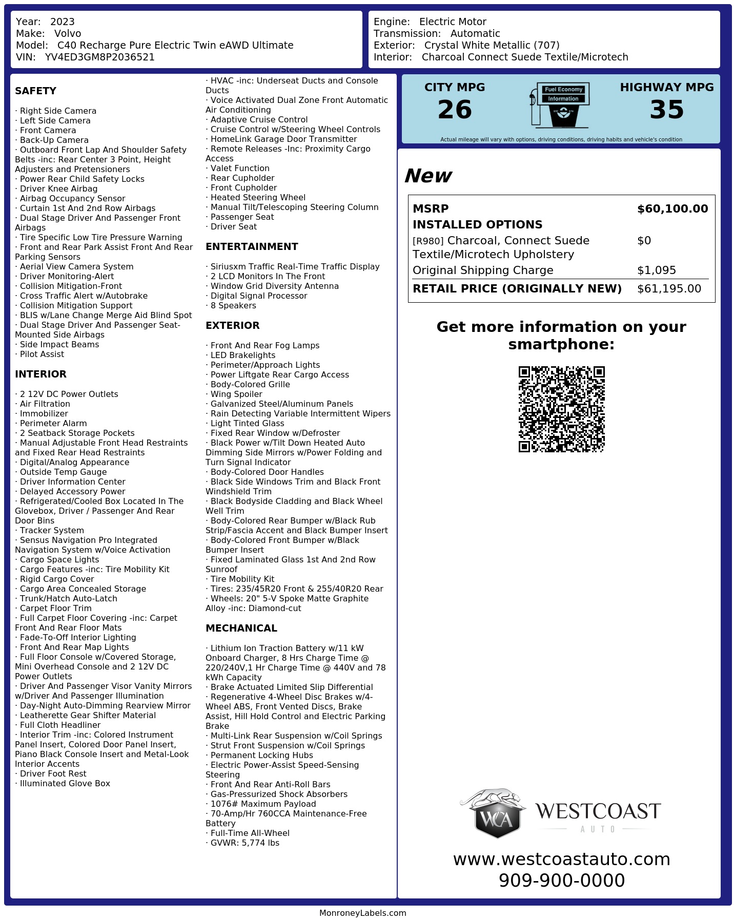 Monroney Label