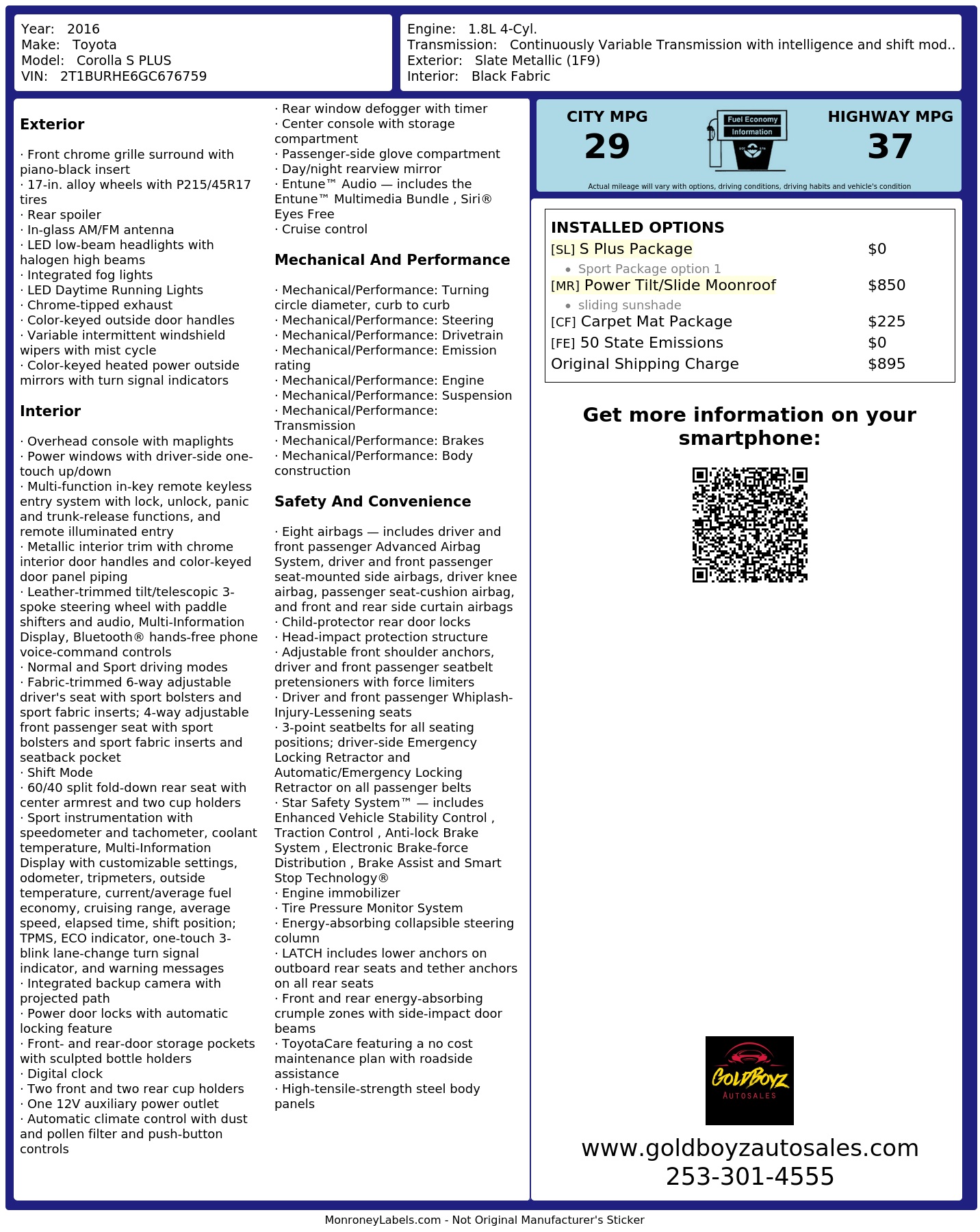 Monroney Label