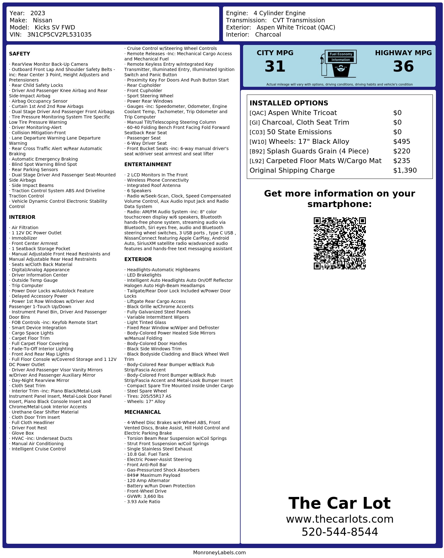 Monroney Label