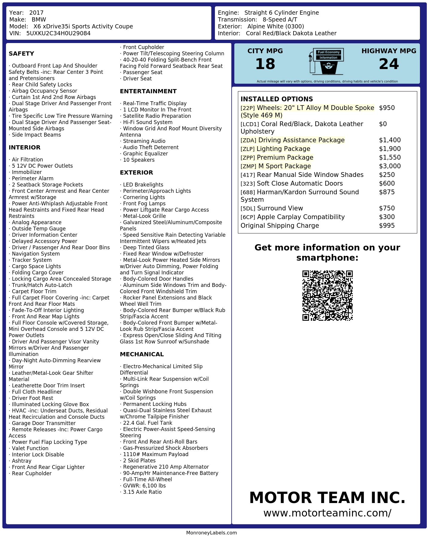 Monroney Label