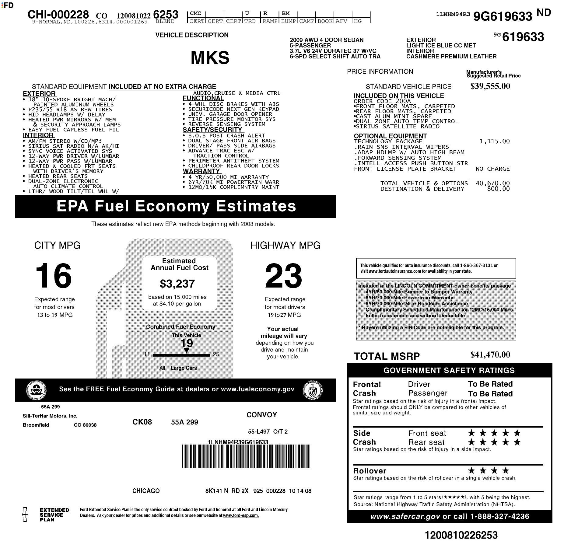 Monroney Label