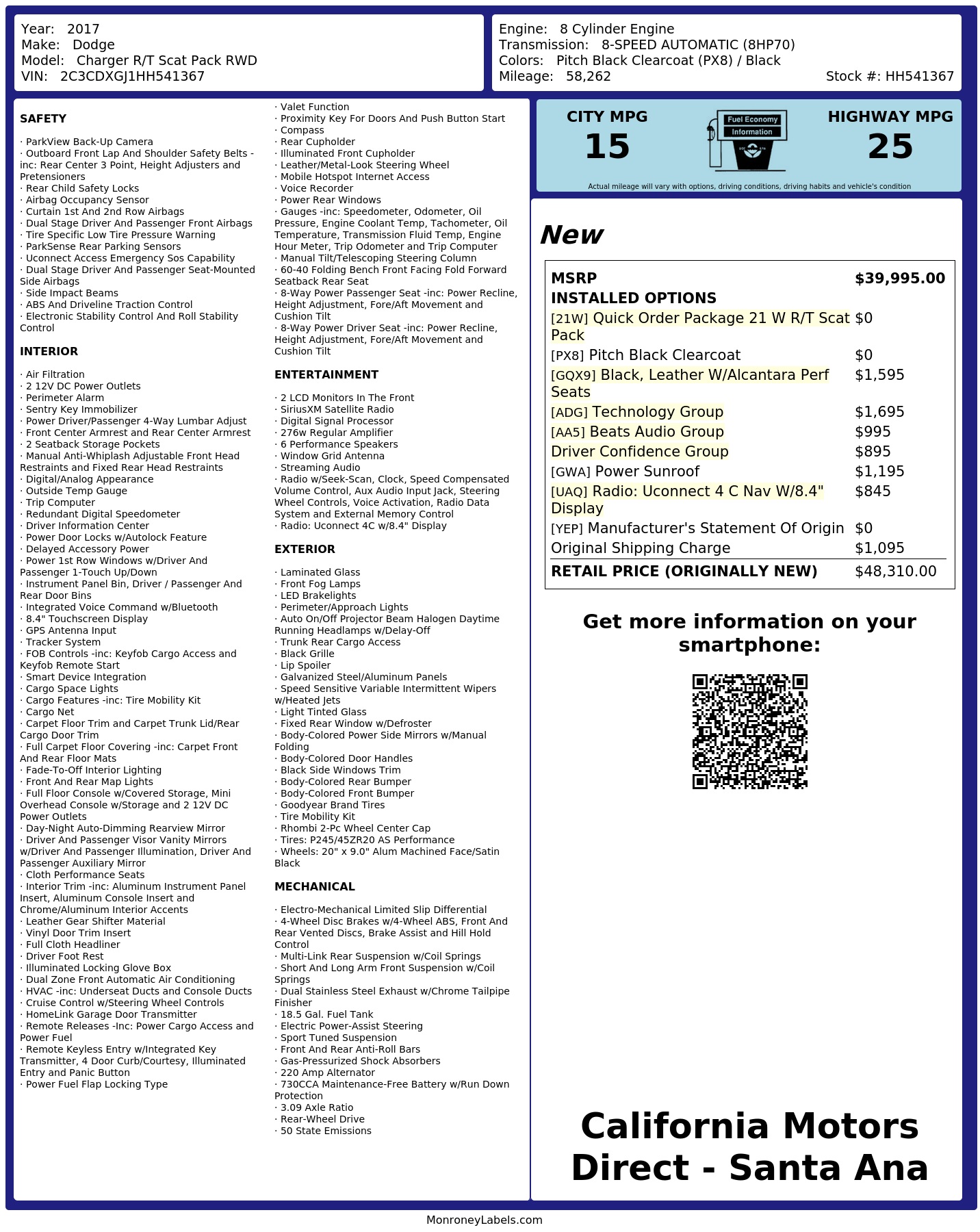 Monroney Label