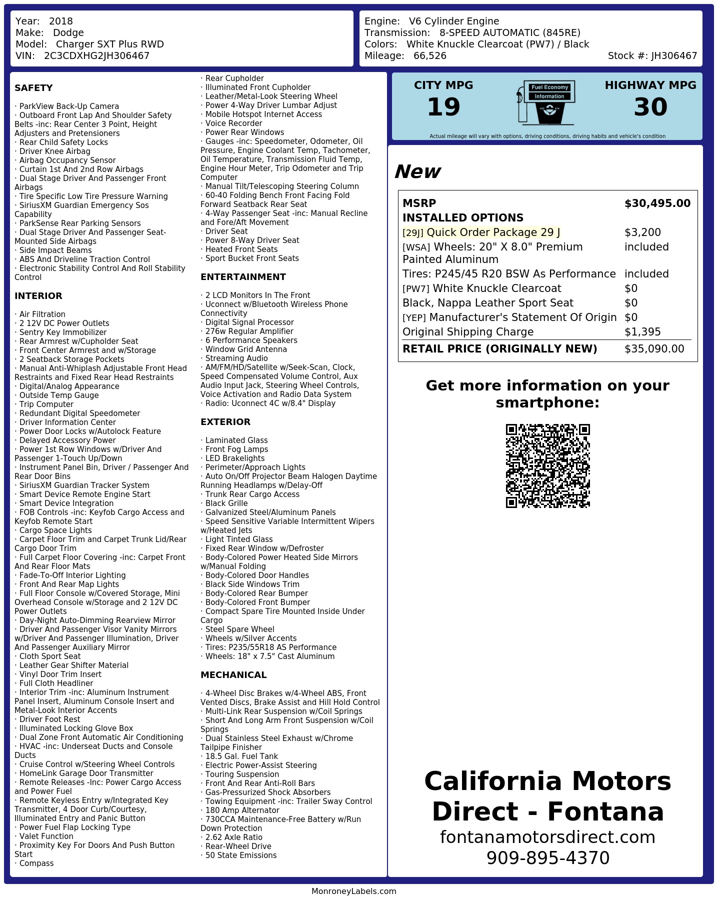 Monroney Label