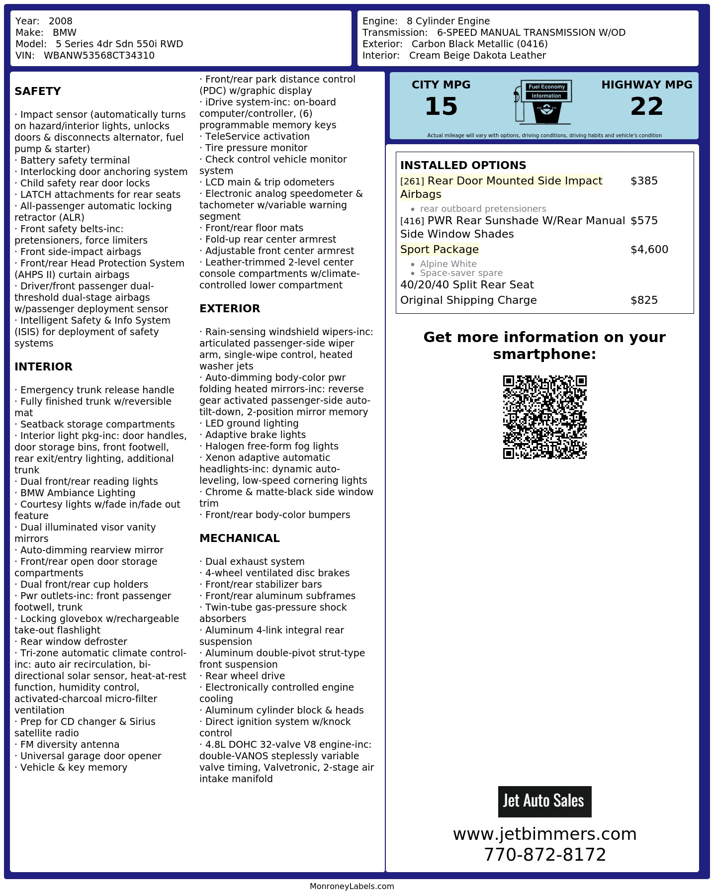Monroney Label