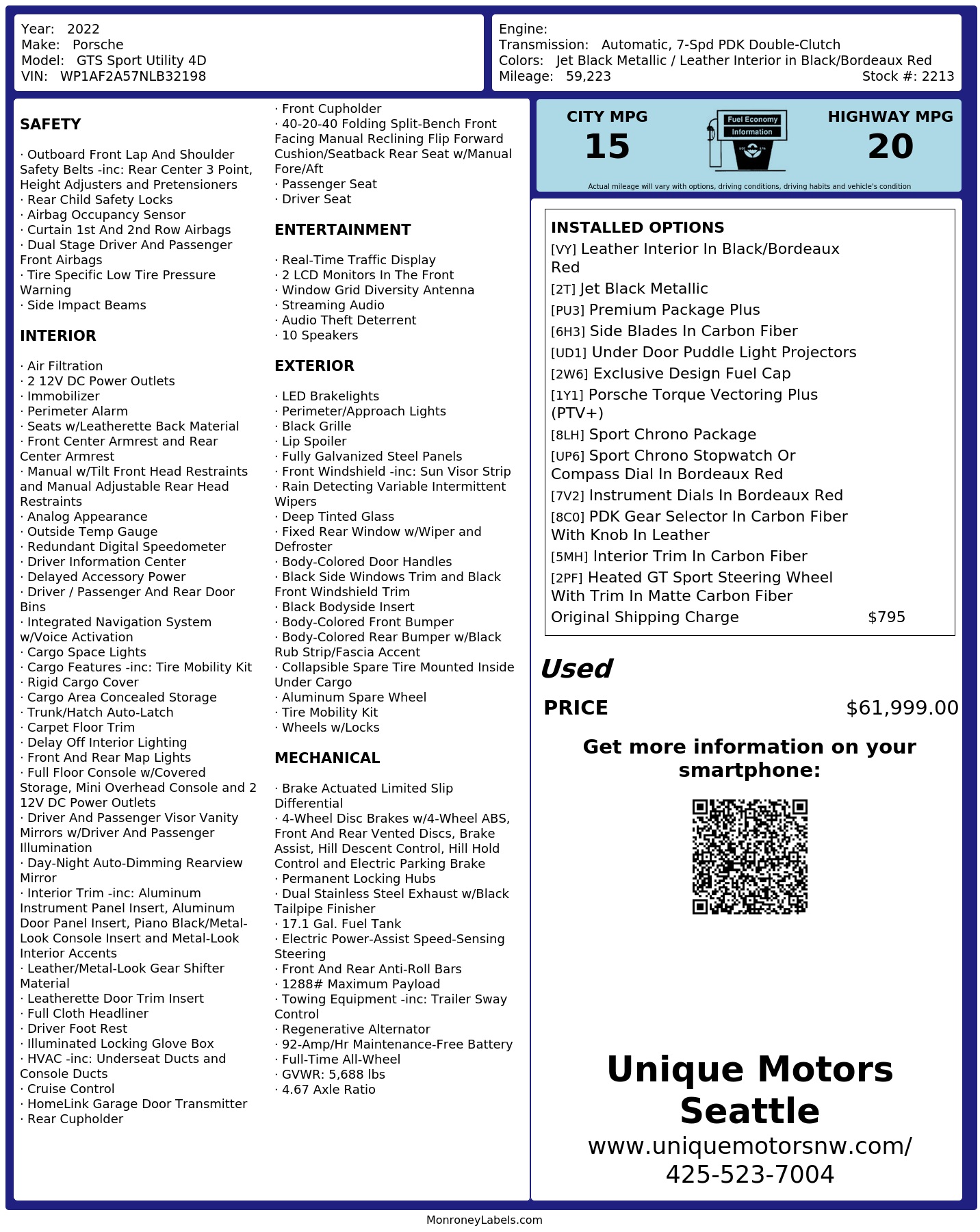 Monroney Label