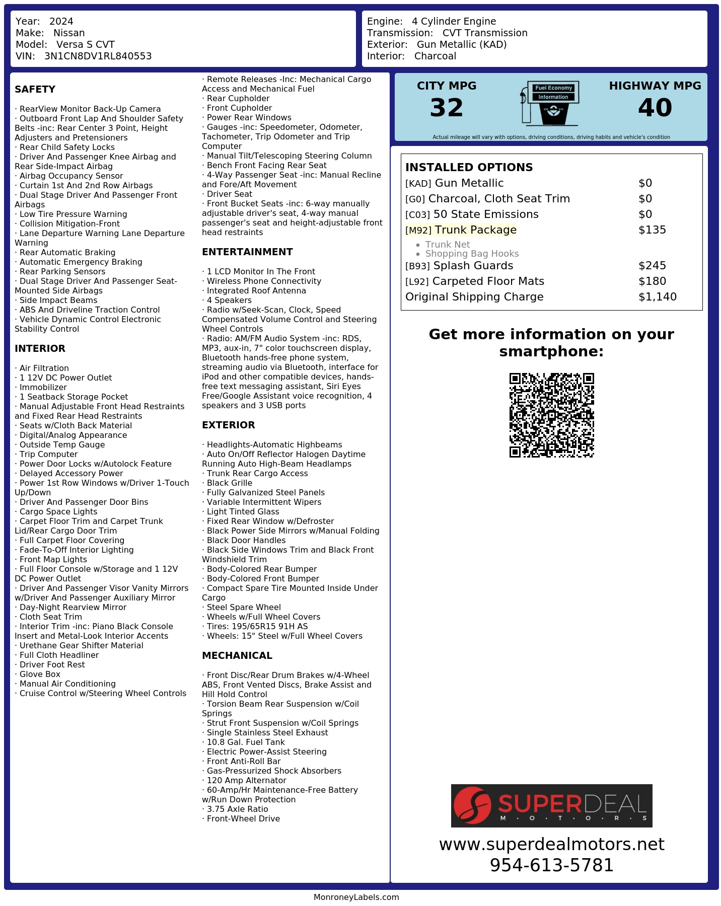Monroney Label