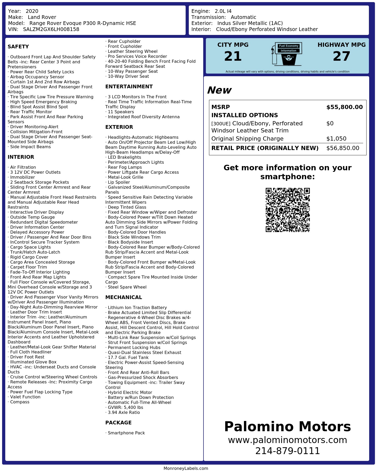 Monroney Label