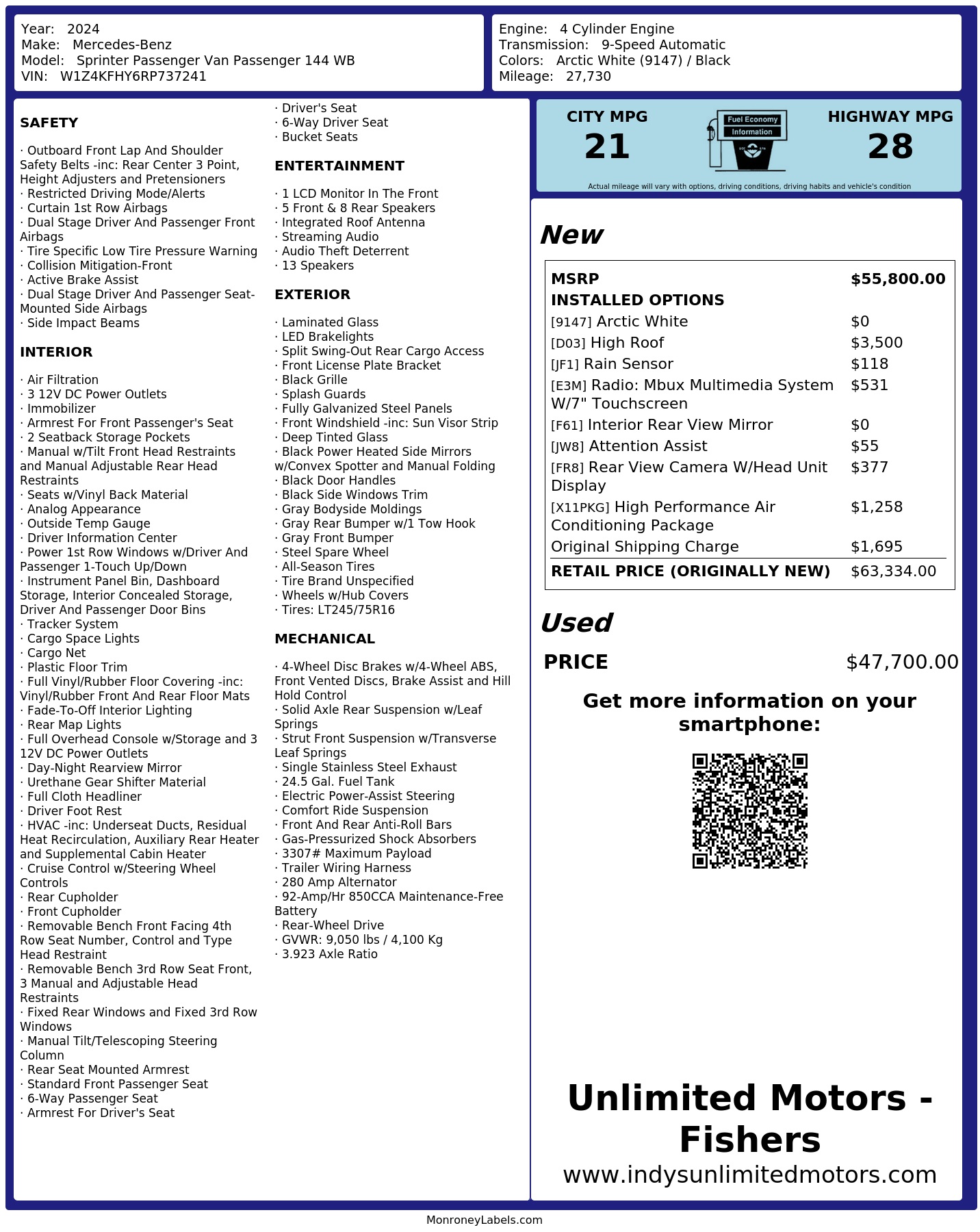 Monroney Label