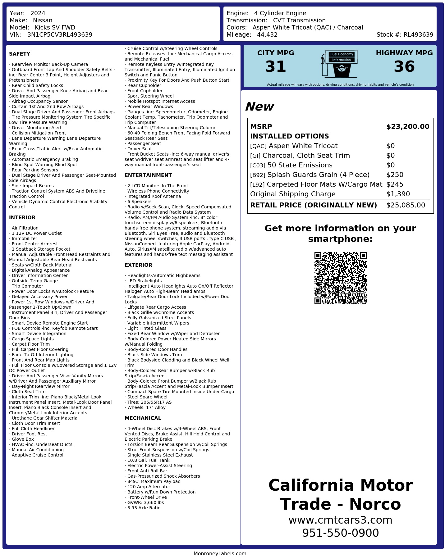 Monroney Label