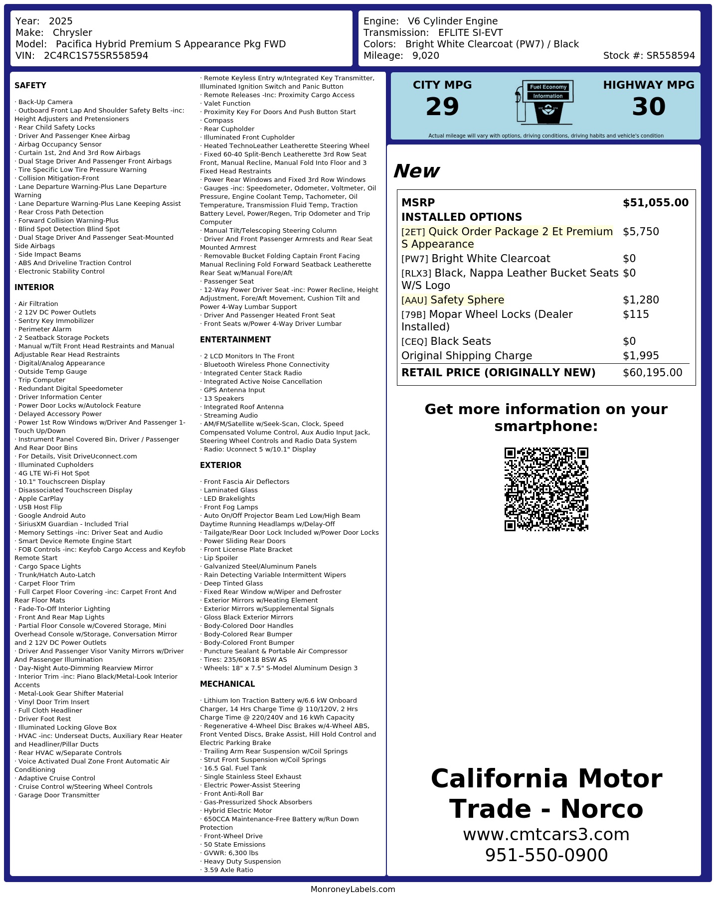 Monroney Label
