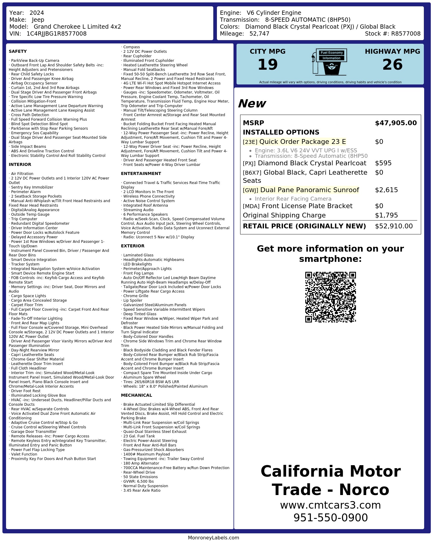Monroney Label