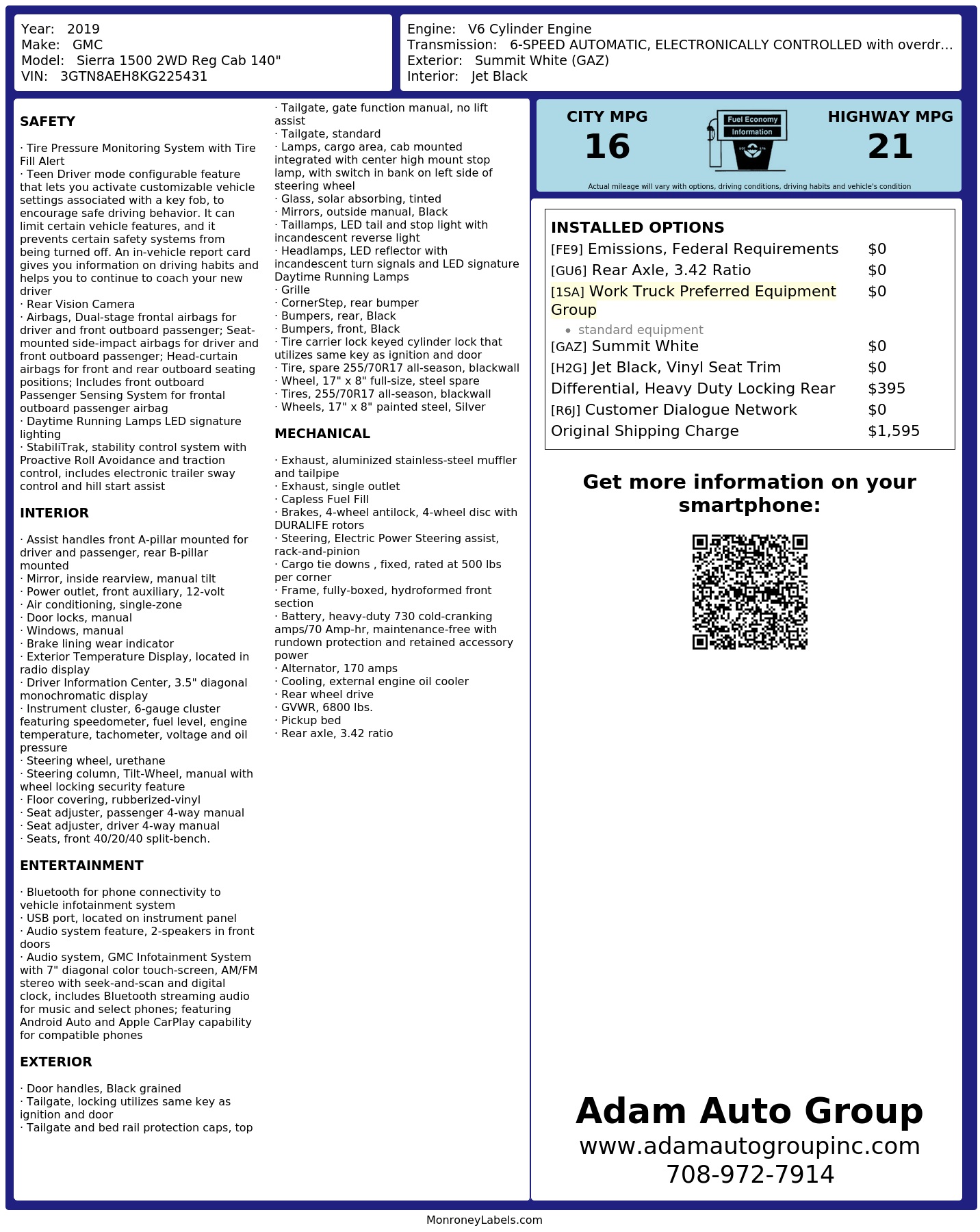 Monroney Label