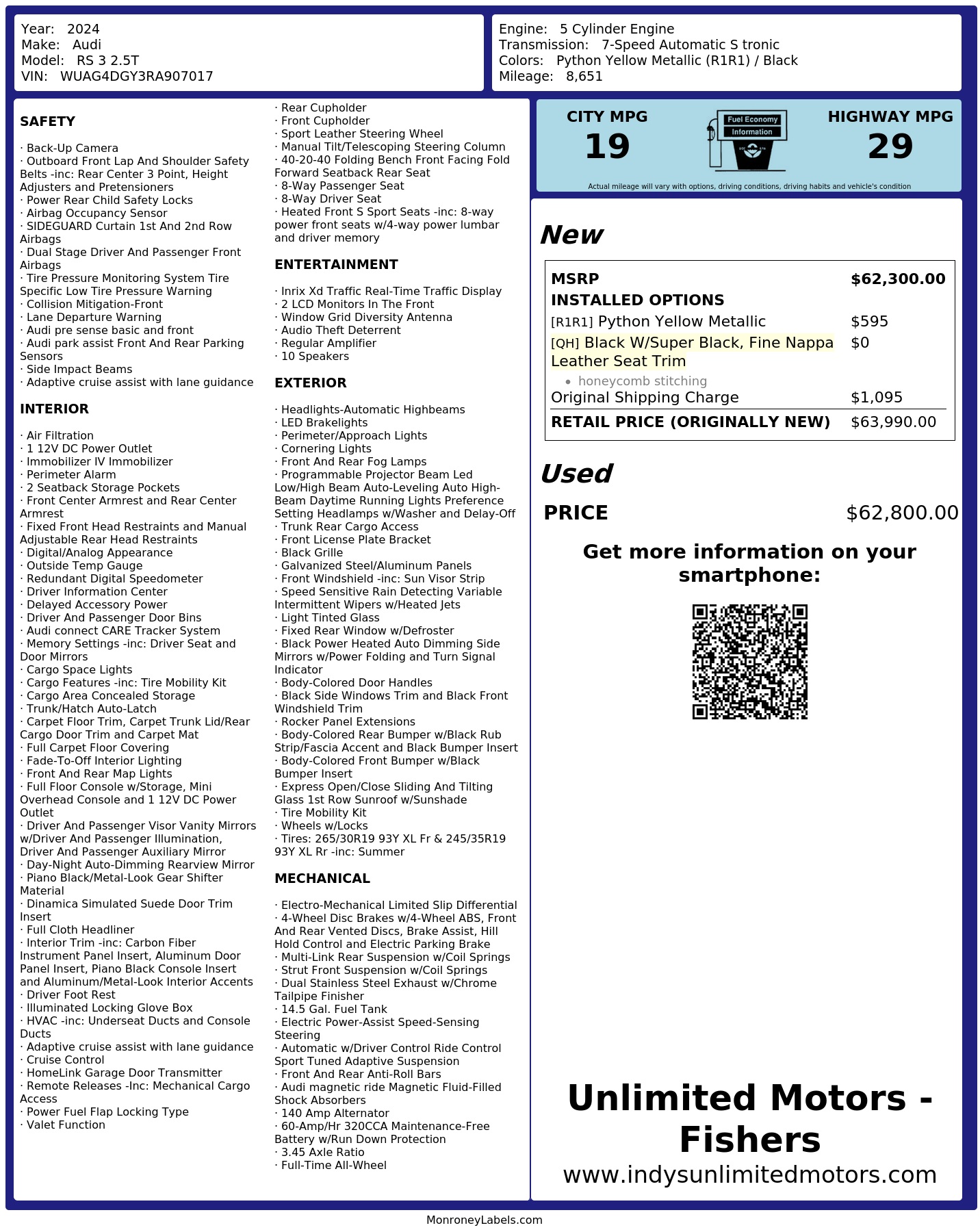 Monroney Label