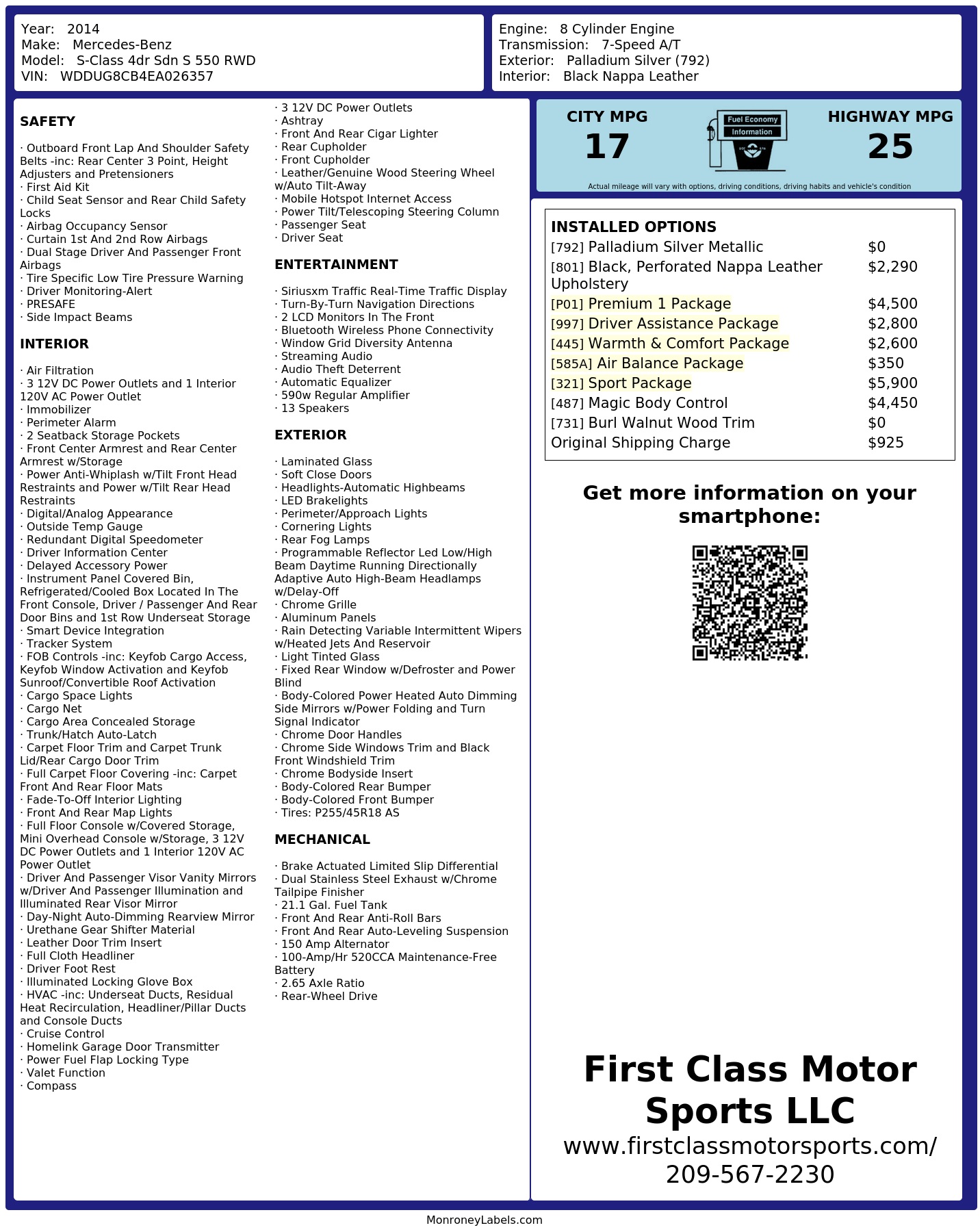 Monroney Label