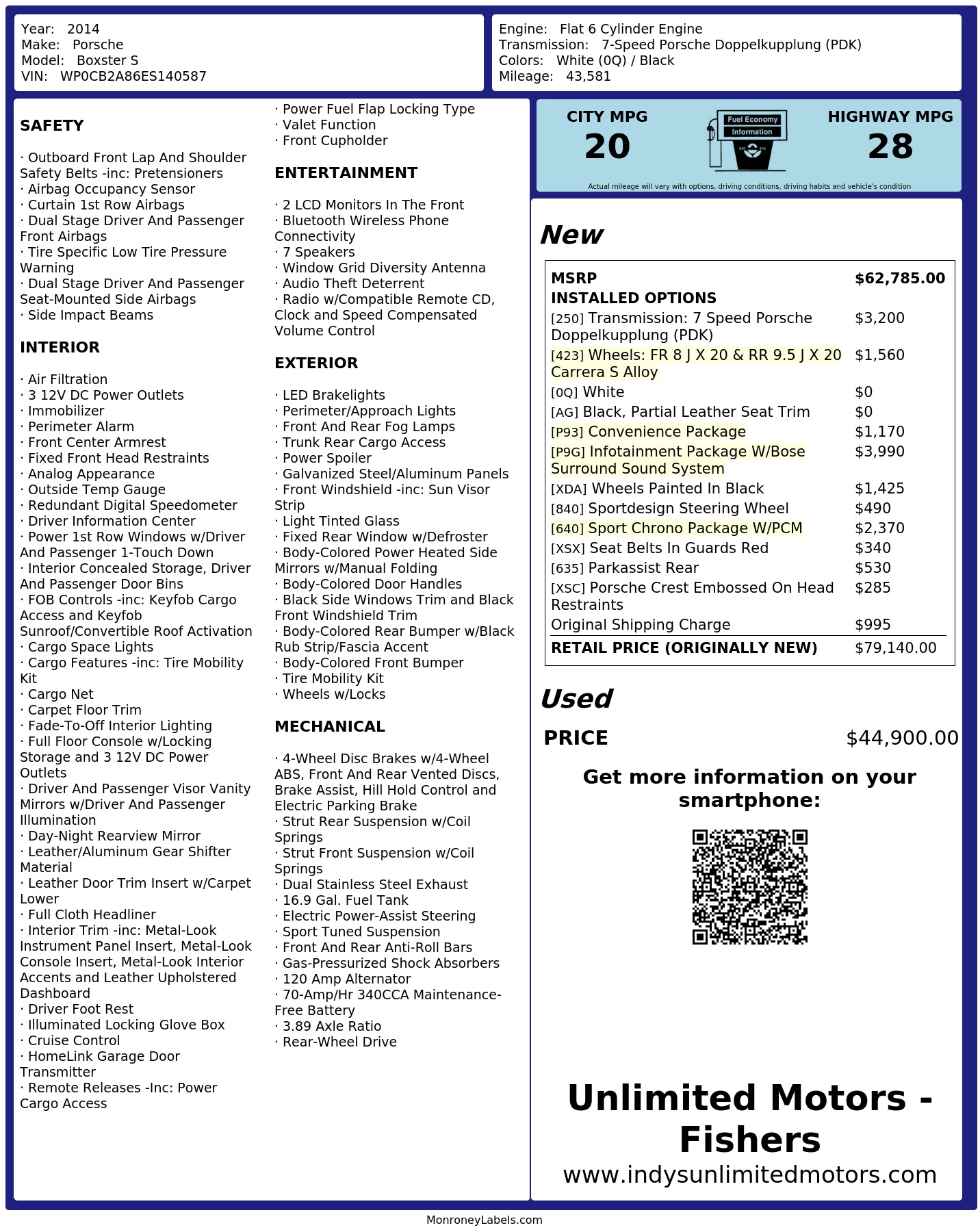 Monroney Label