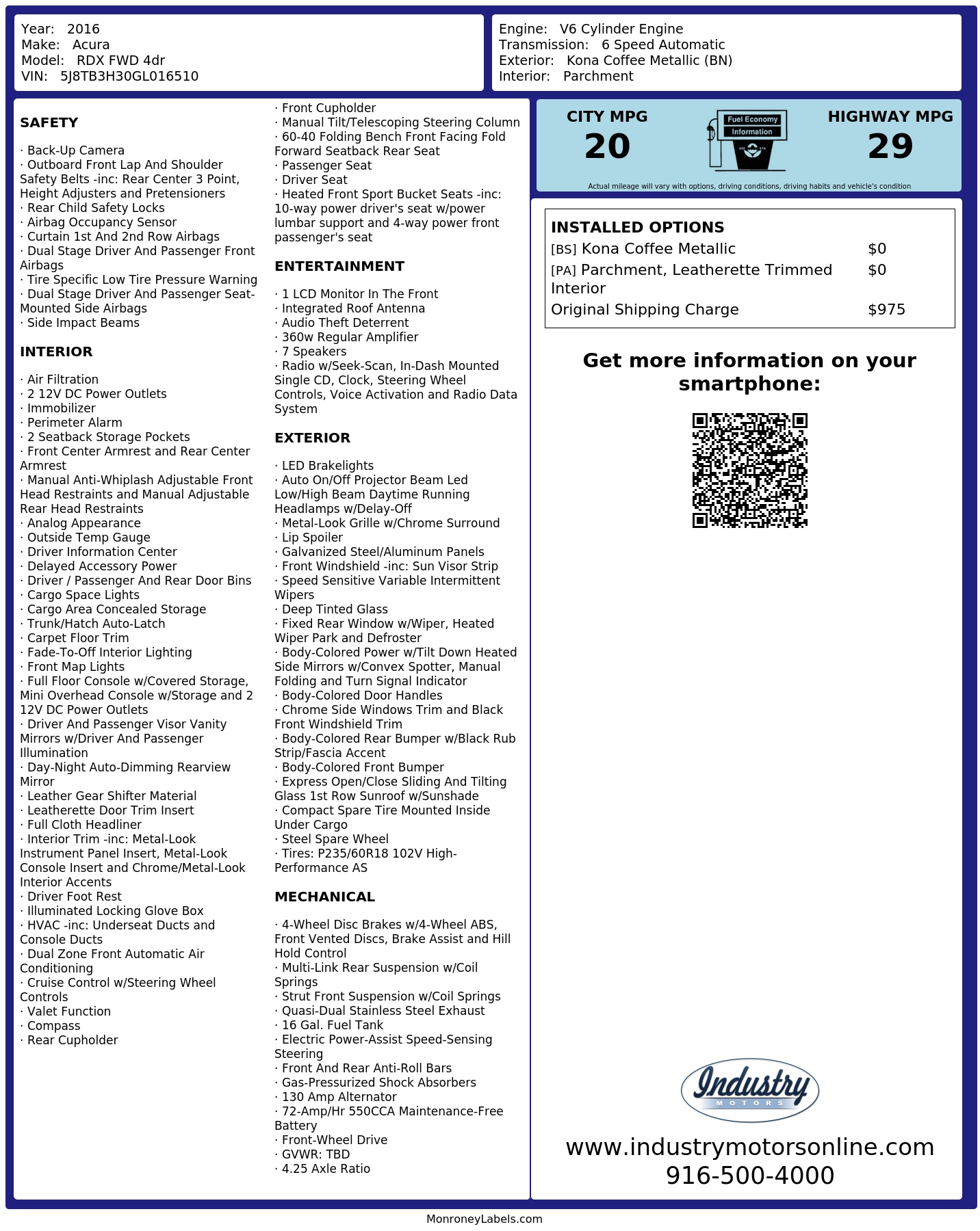 Monroney Label