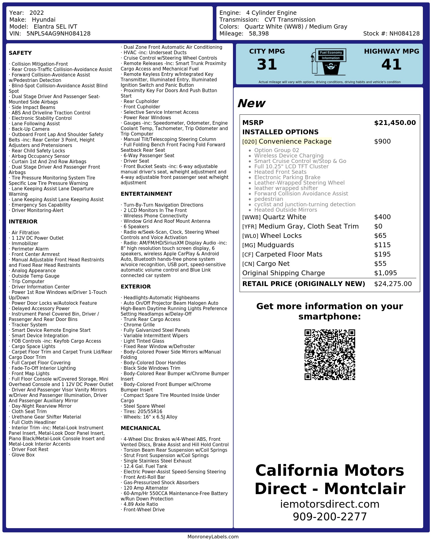 Monroney Label