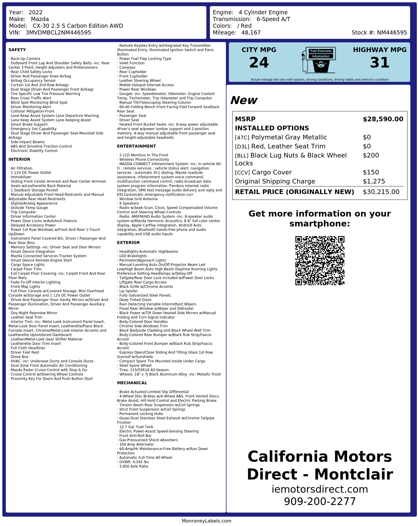Monroney Label