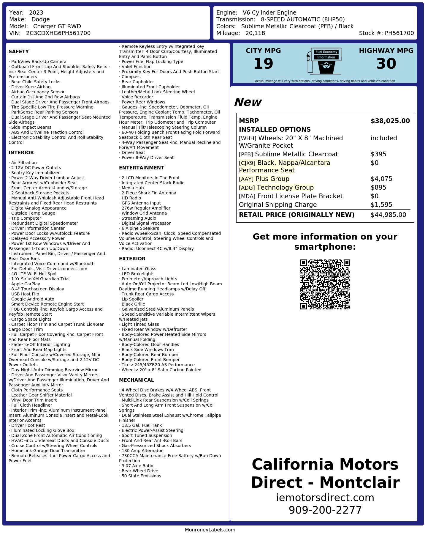 Monroney Label