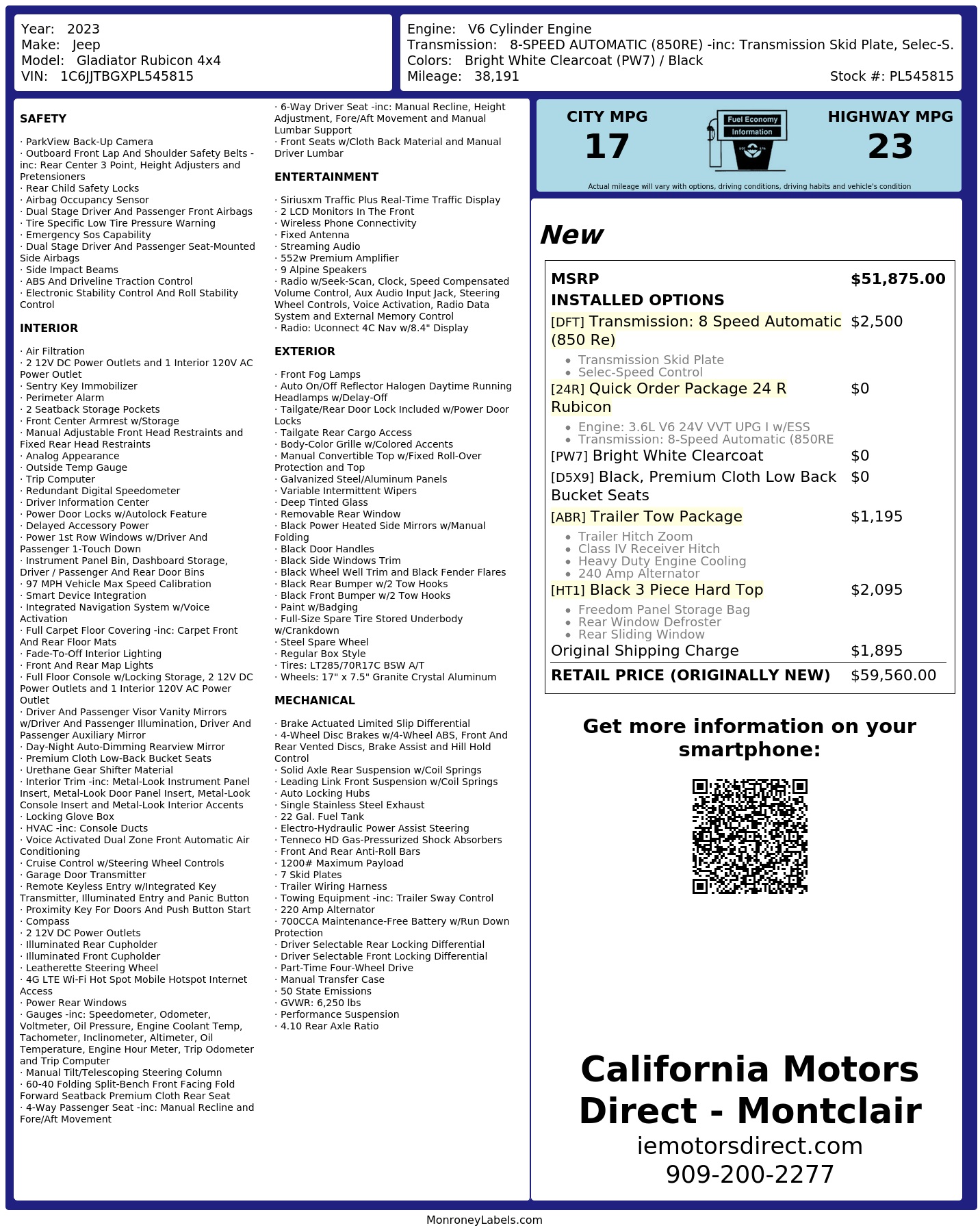 Monroney Label