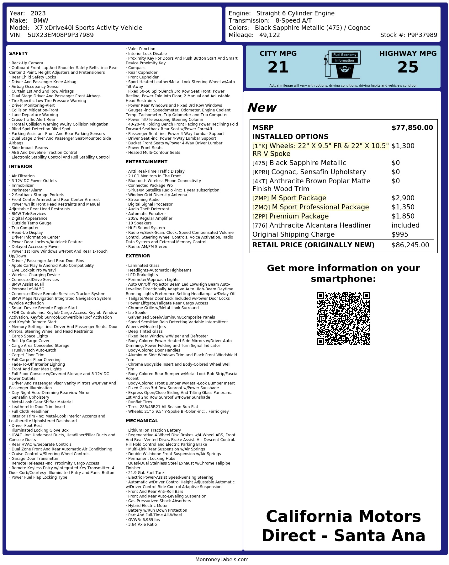 Monroney Label