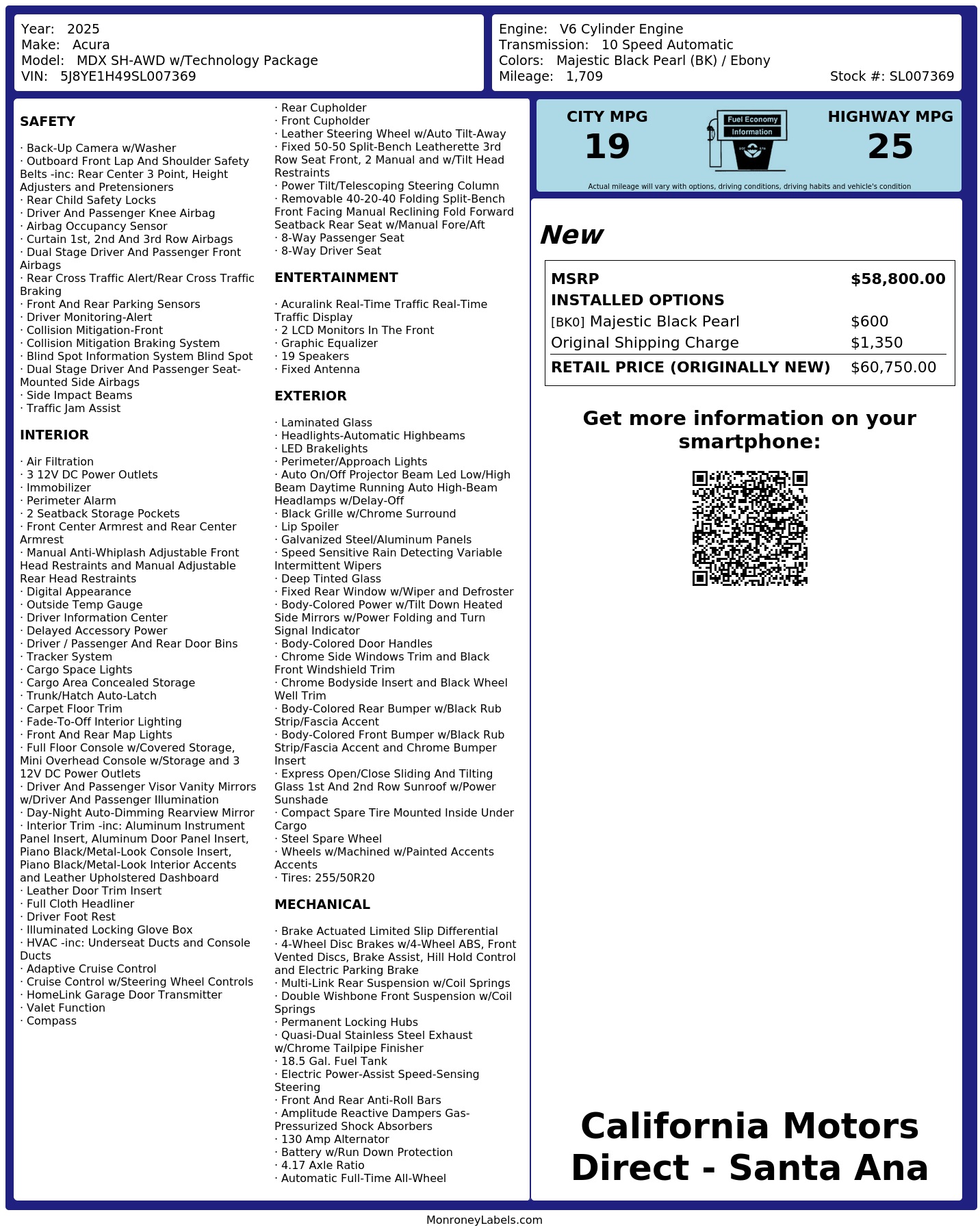 Monroney Label