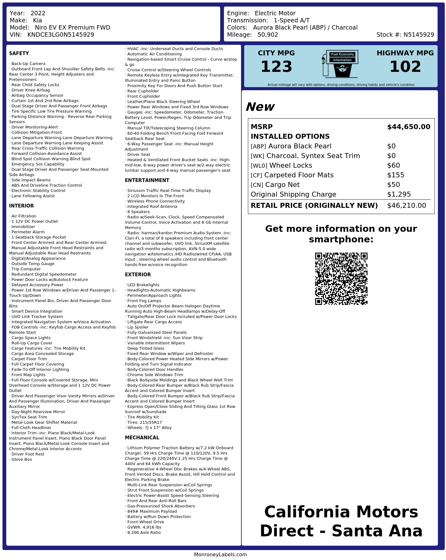 Monroney Label
