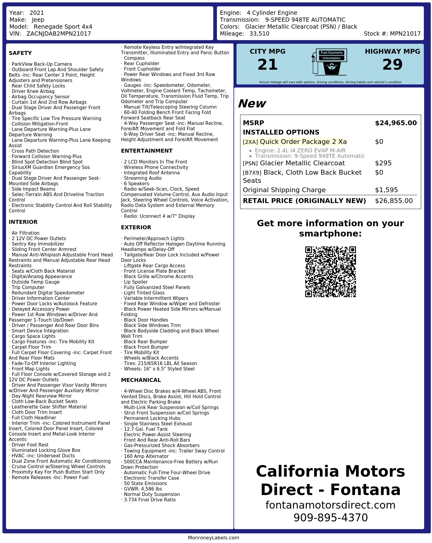 Monroney Label