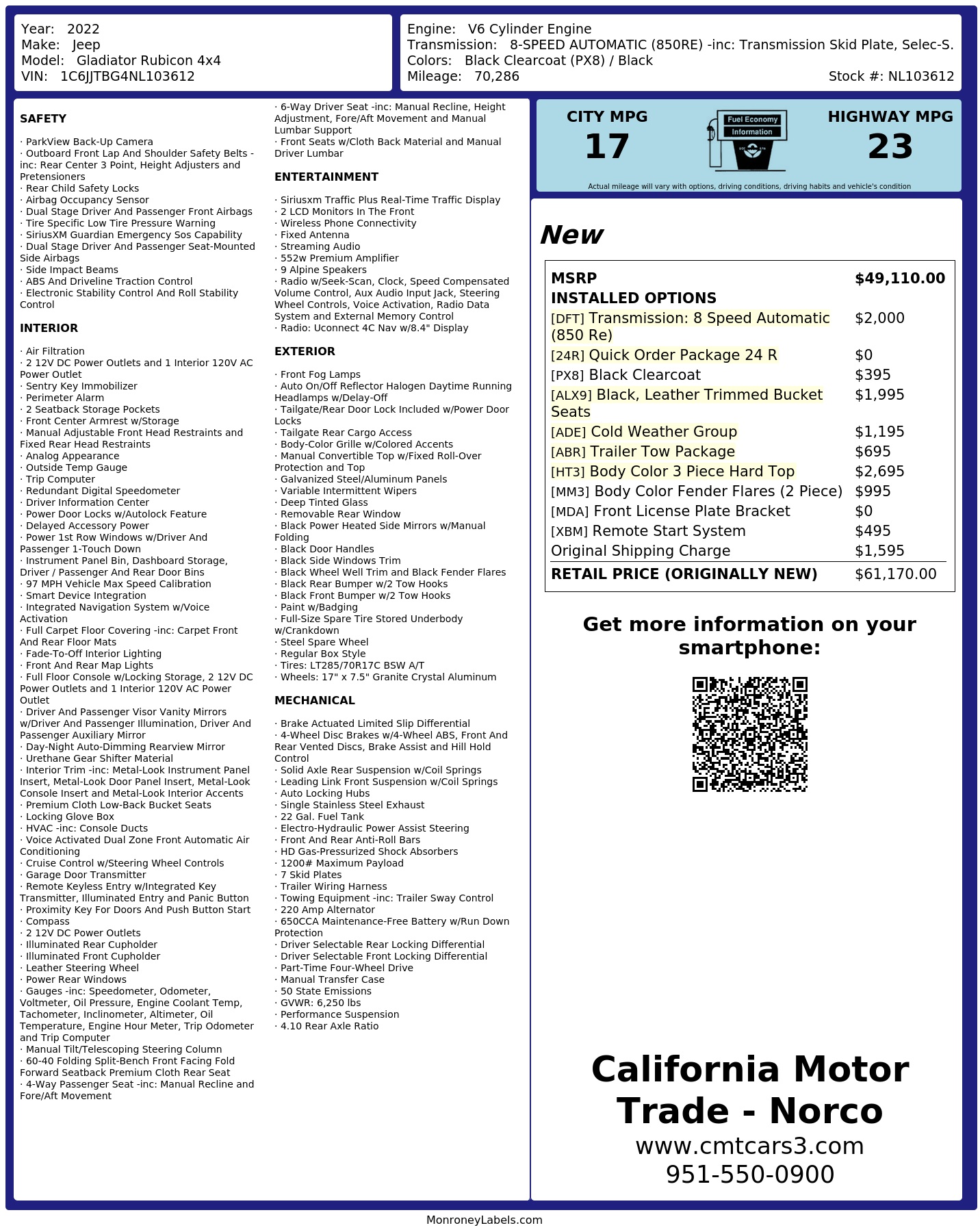 Monroney Label