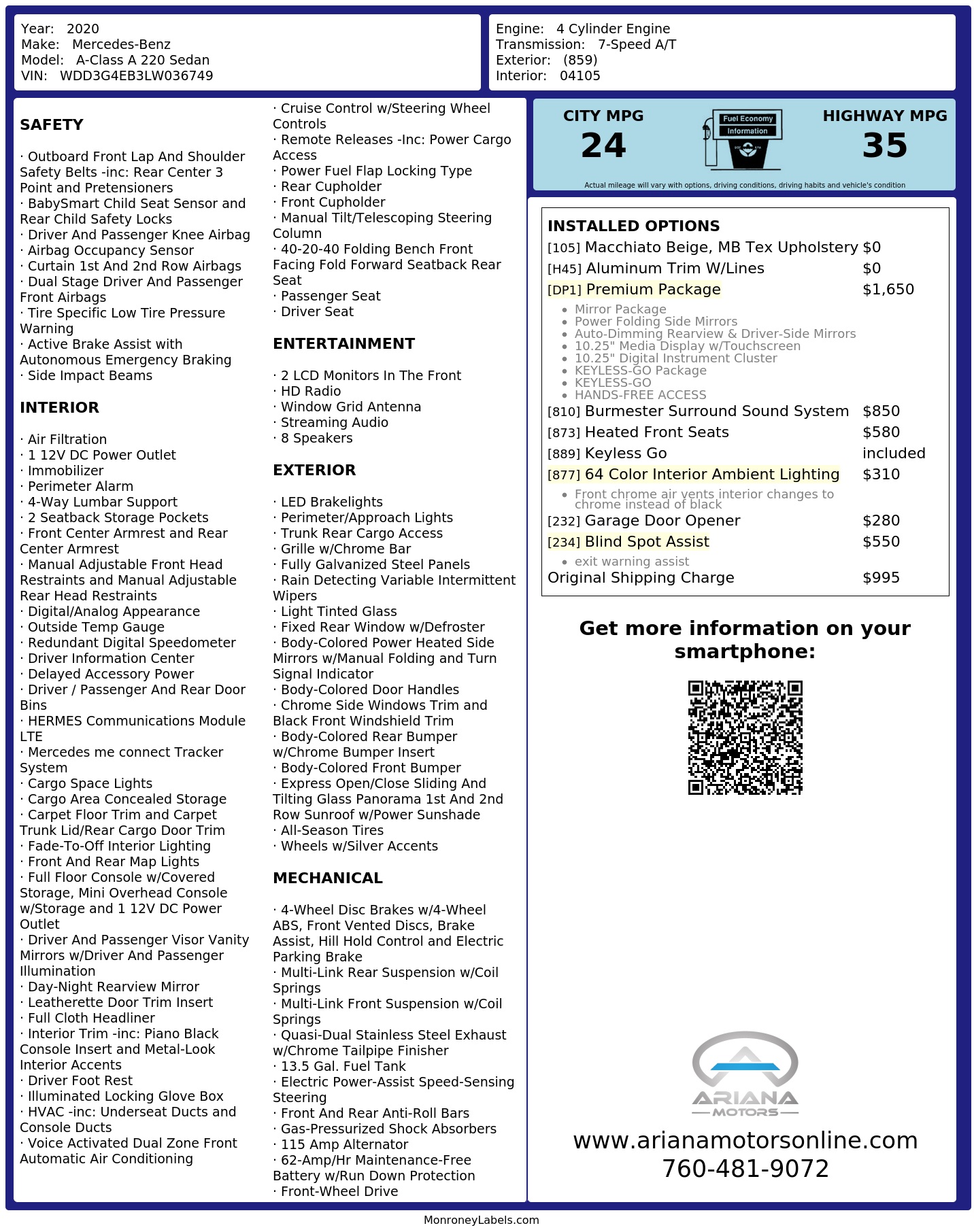 Monroney Label