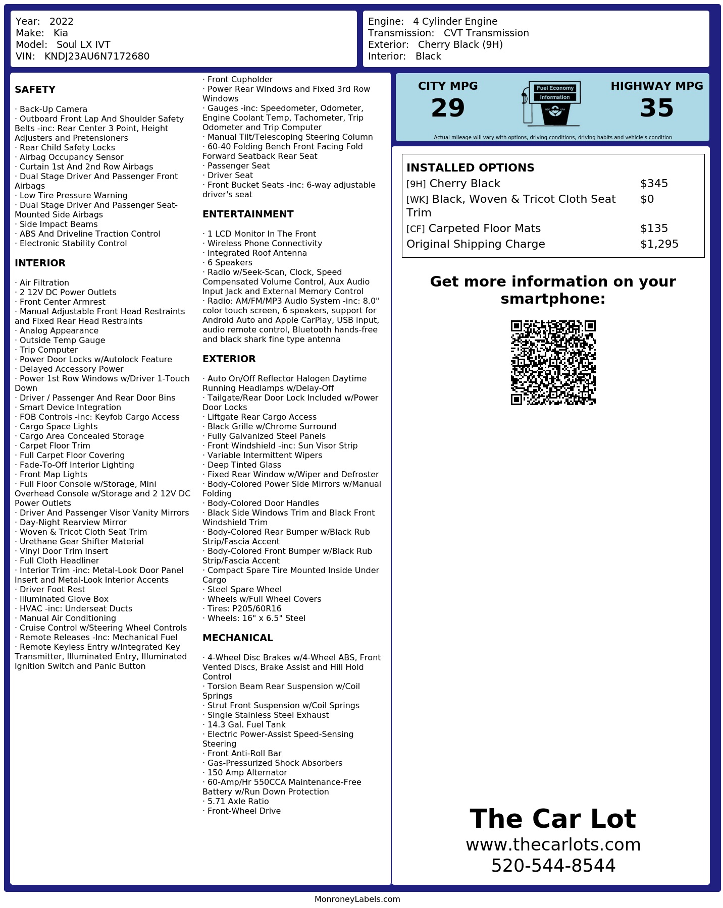 Monroney Label