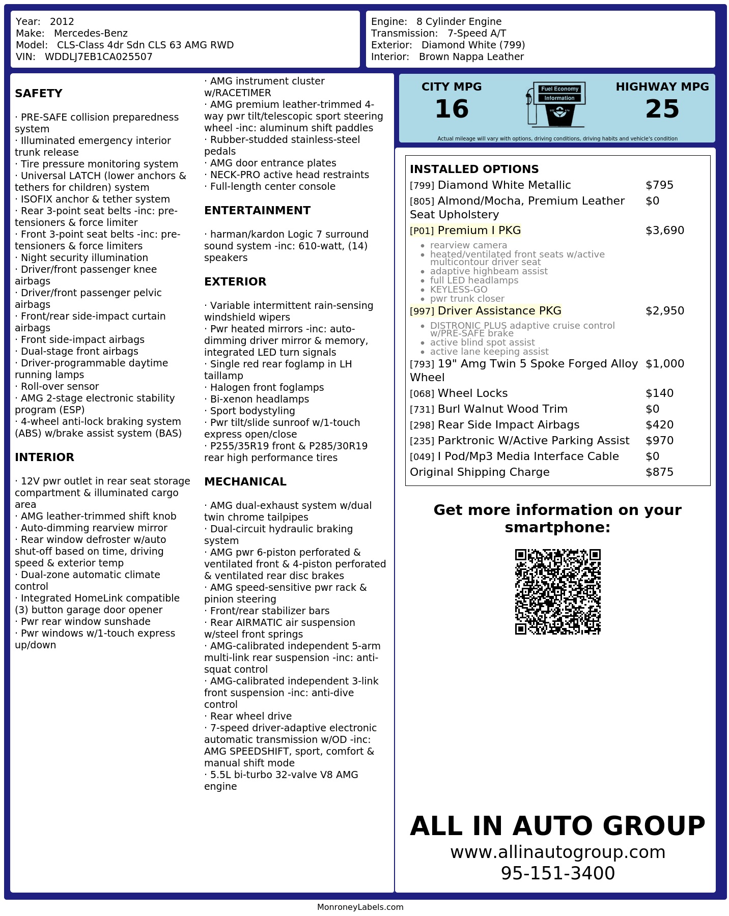Monroney Label