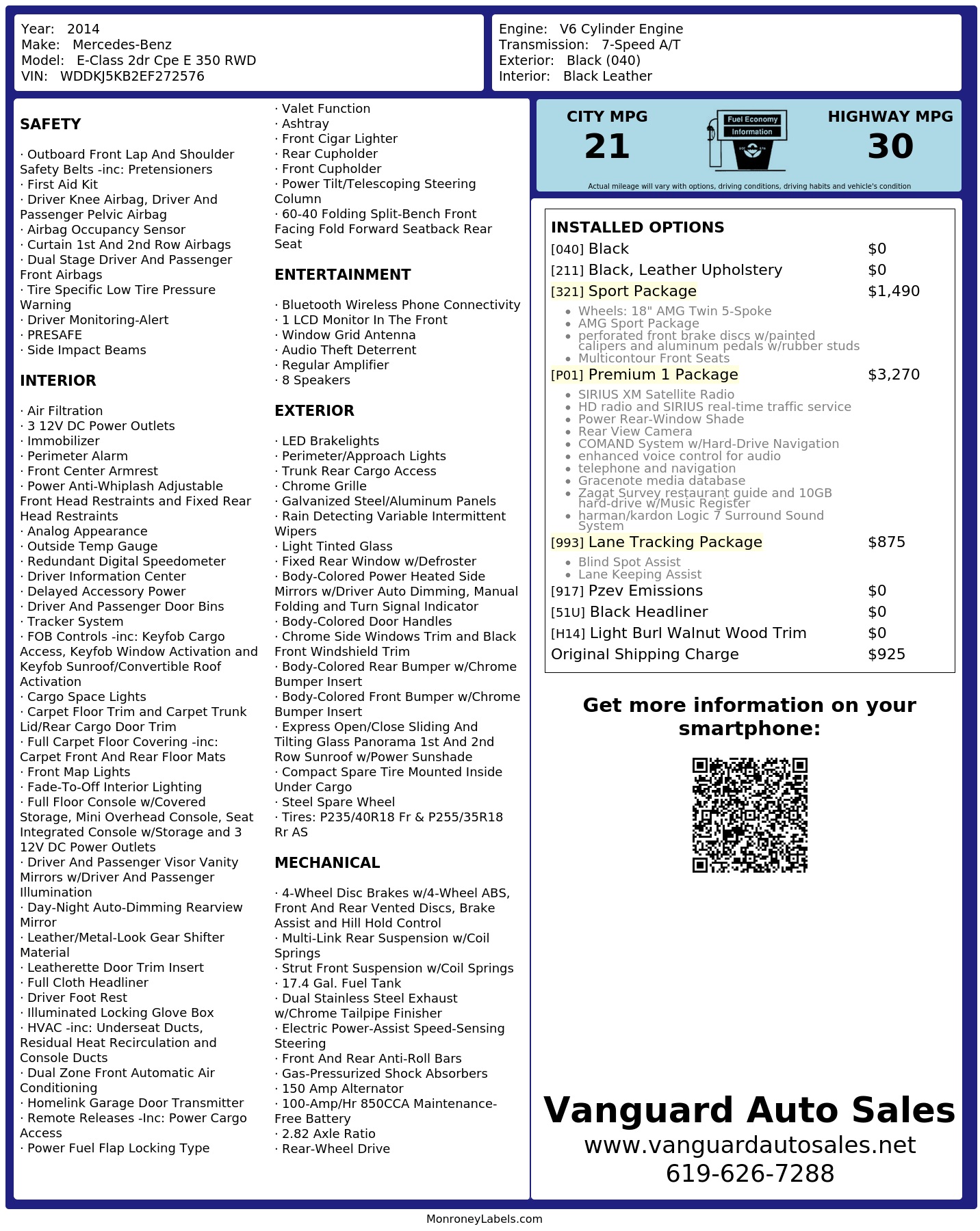Monroney Label