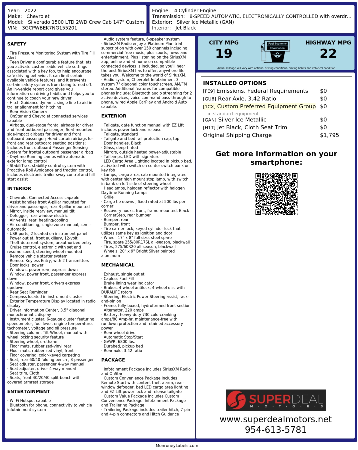 Monroney Label