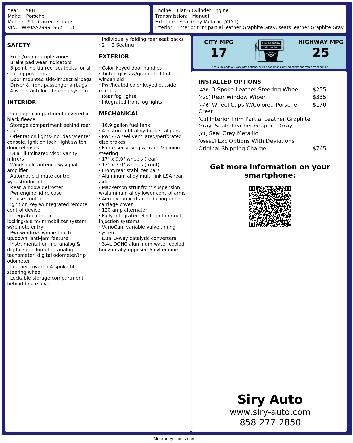 Monroney Label