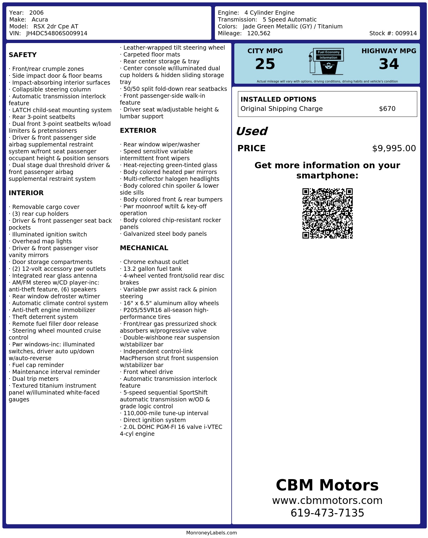 Monroney Label