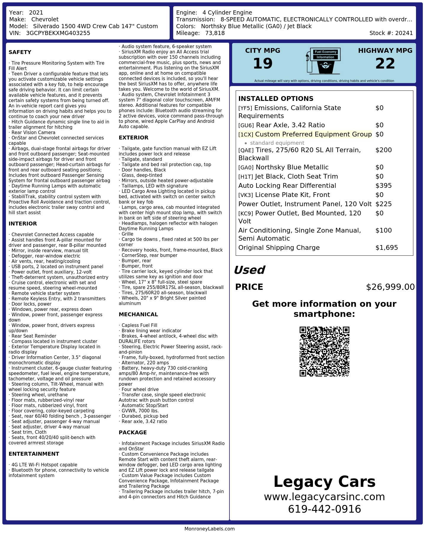 Monroney Label