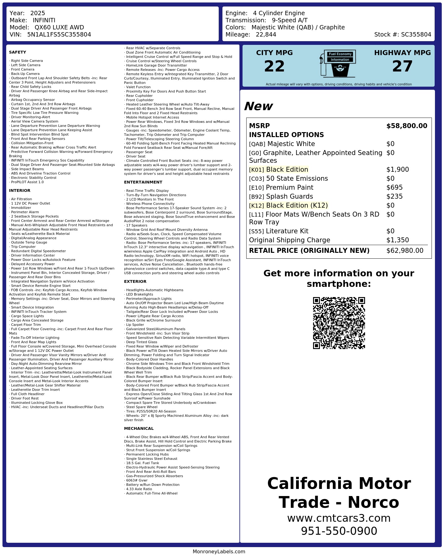 Monroney Label