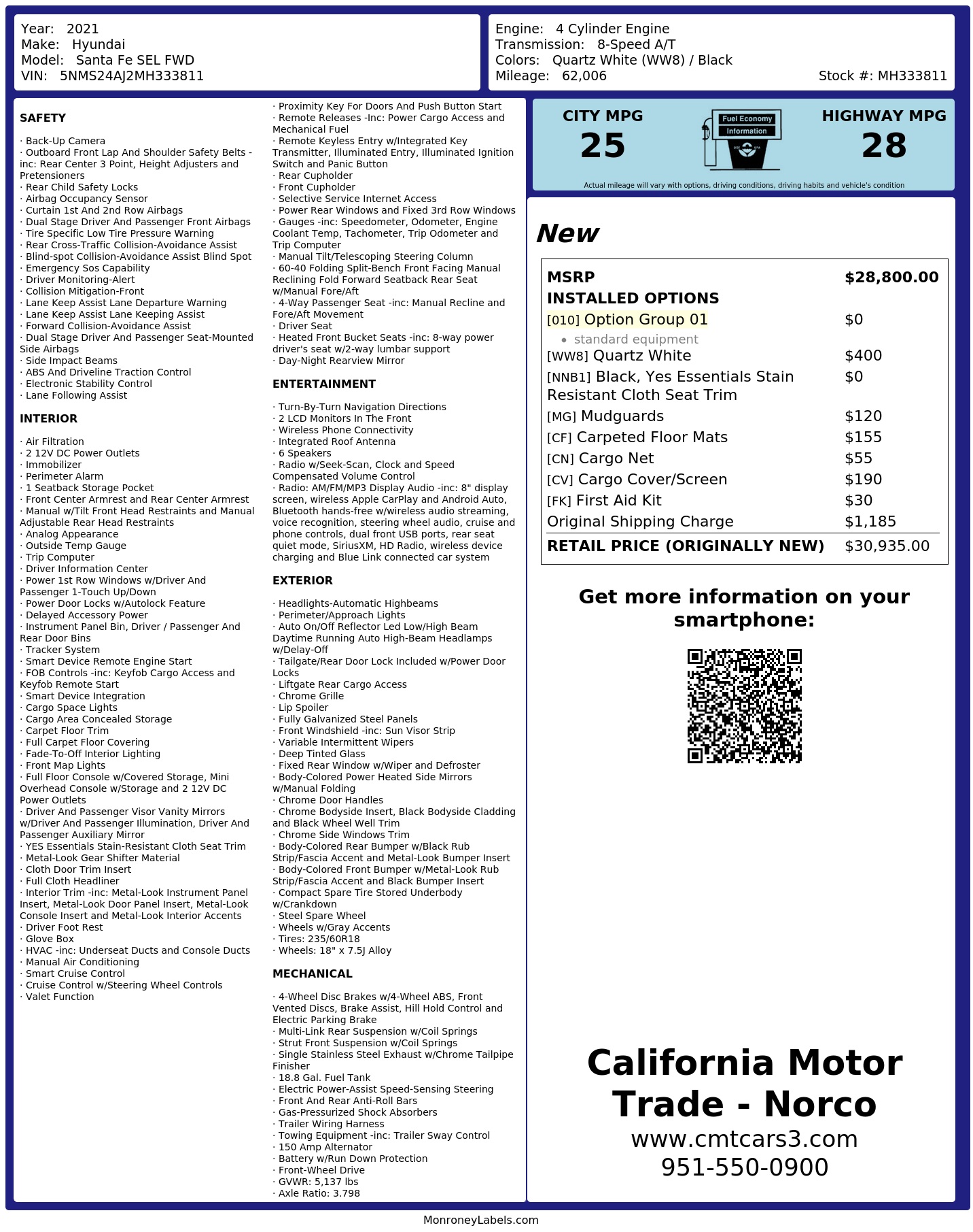 Monroney Label