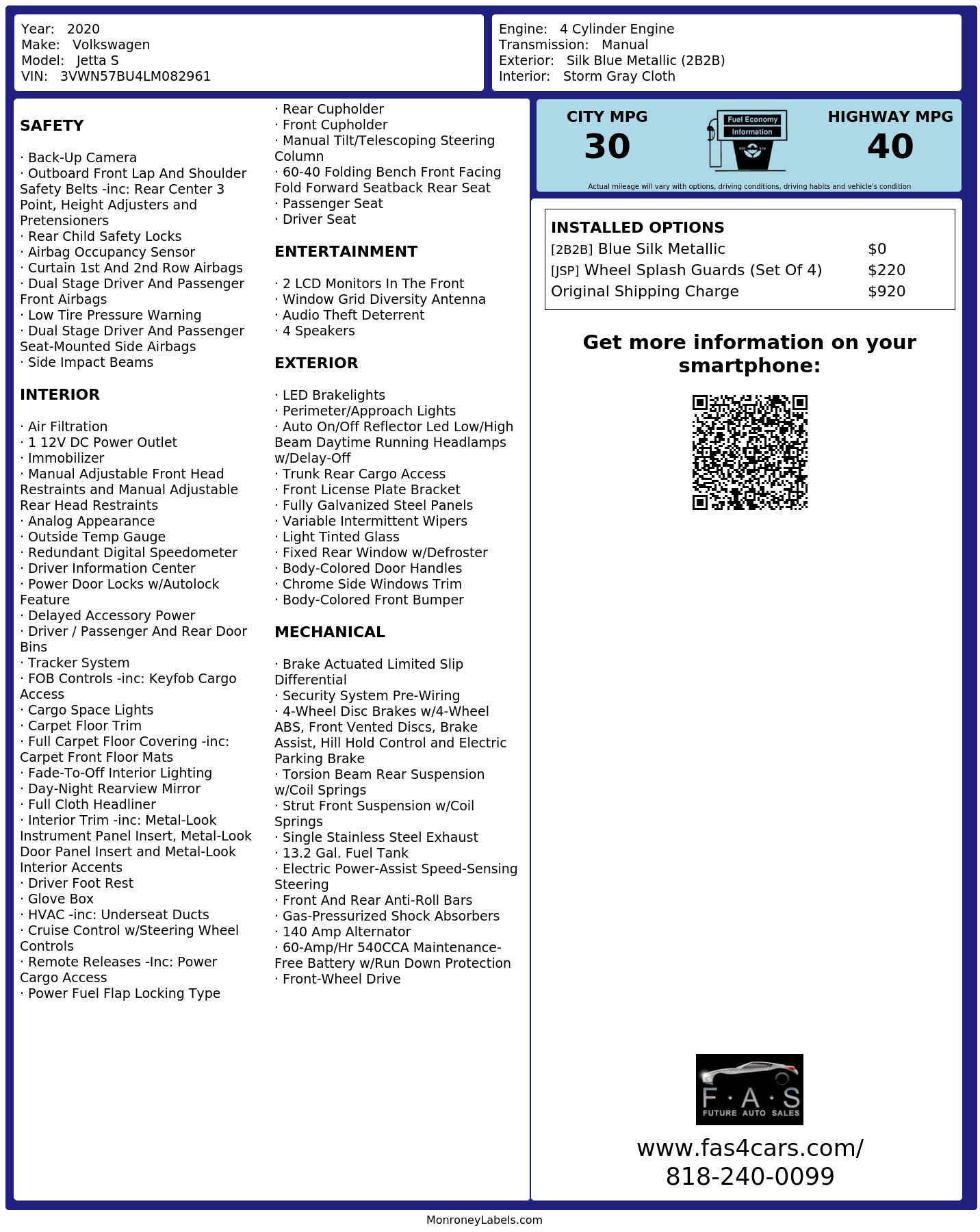 Monroney Label