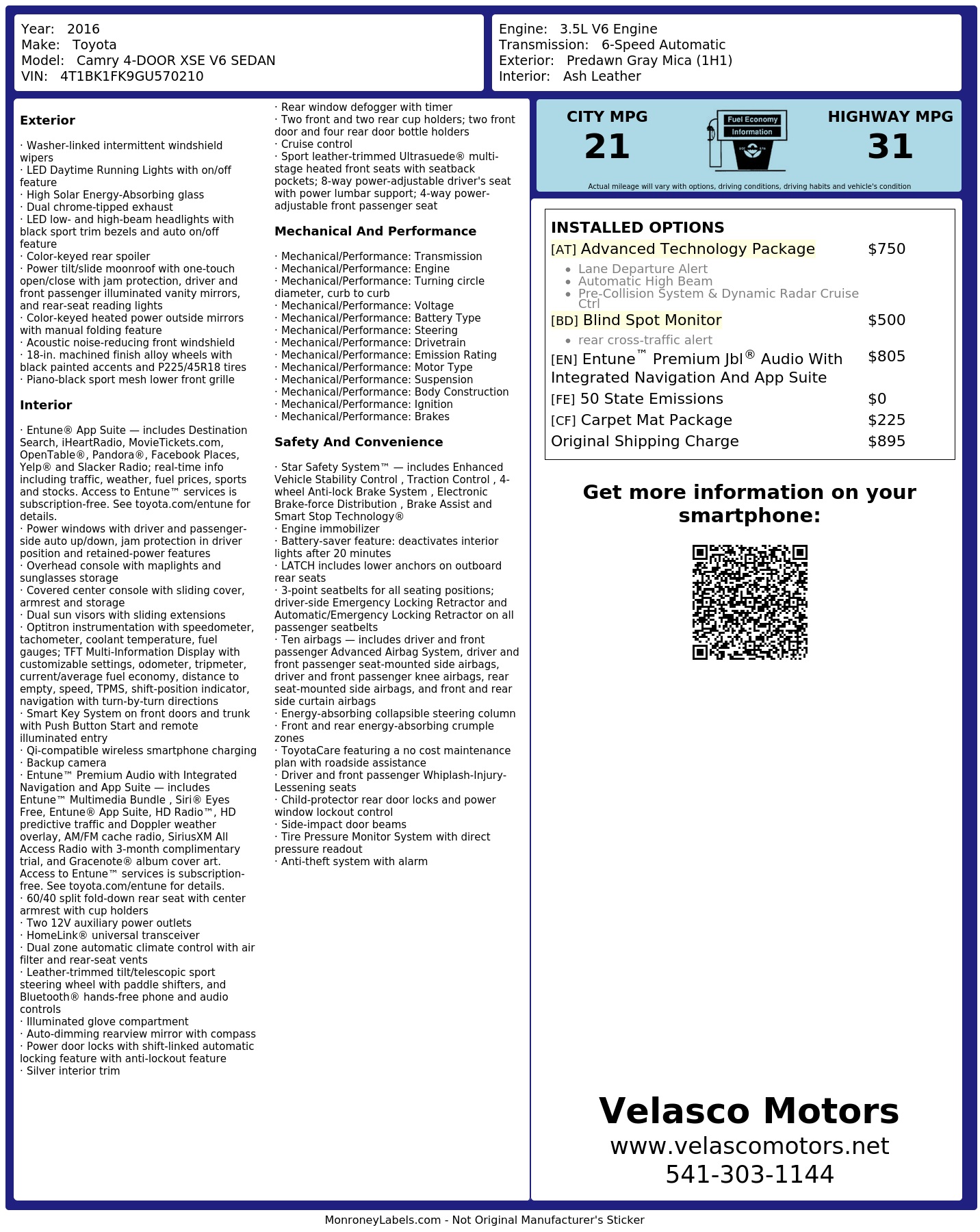 Monroney Label