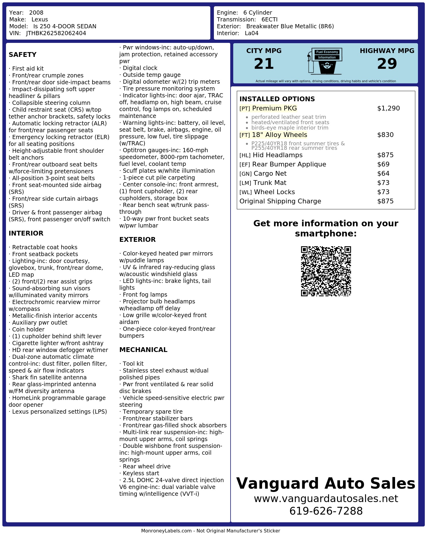 Monroney Label