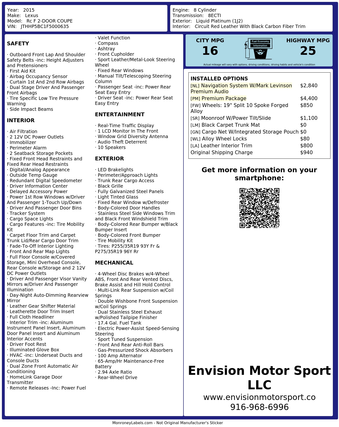 Monroney Label