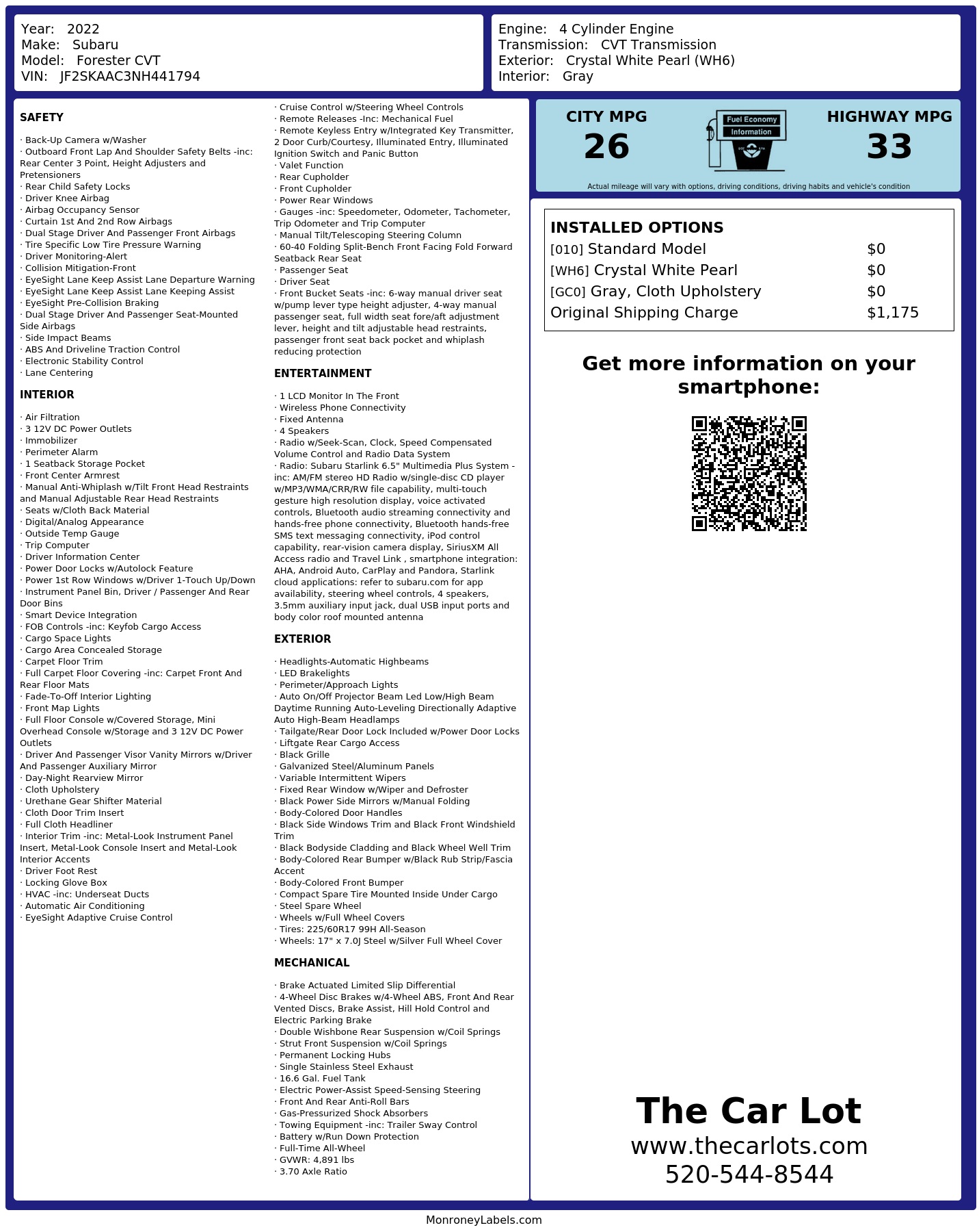 Monroney Label