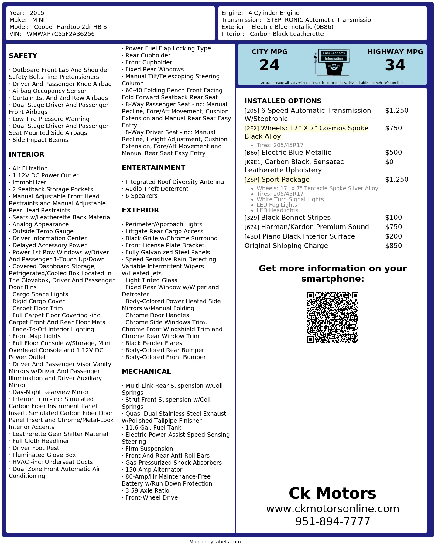 Monroney Label