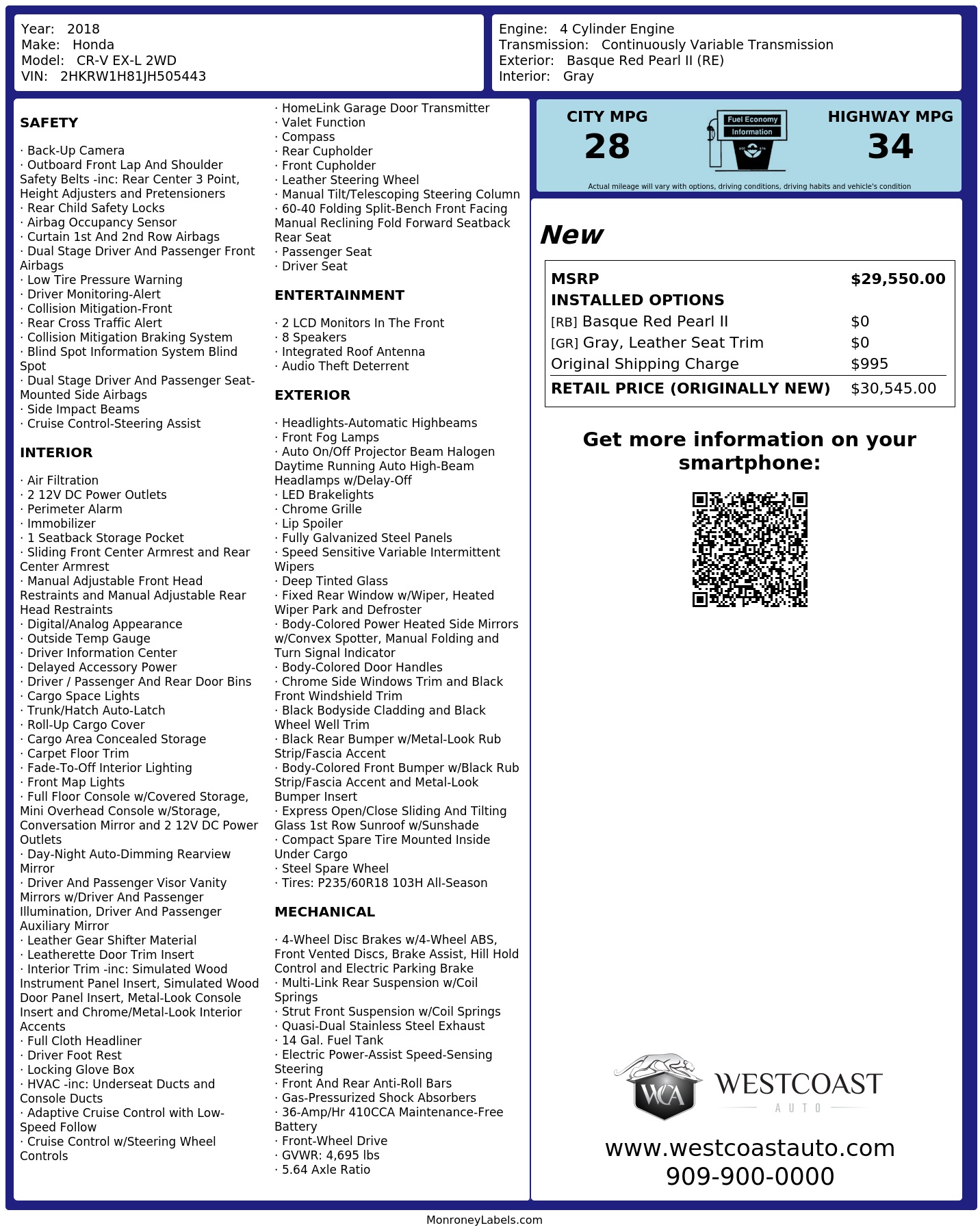 Monroney Label