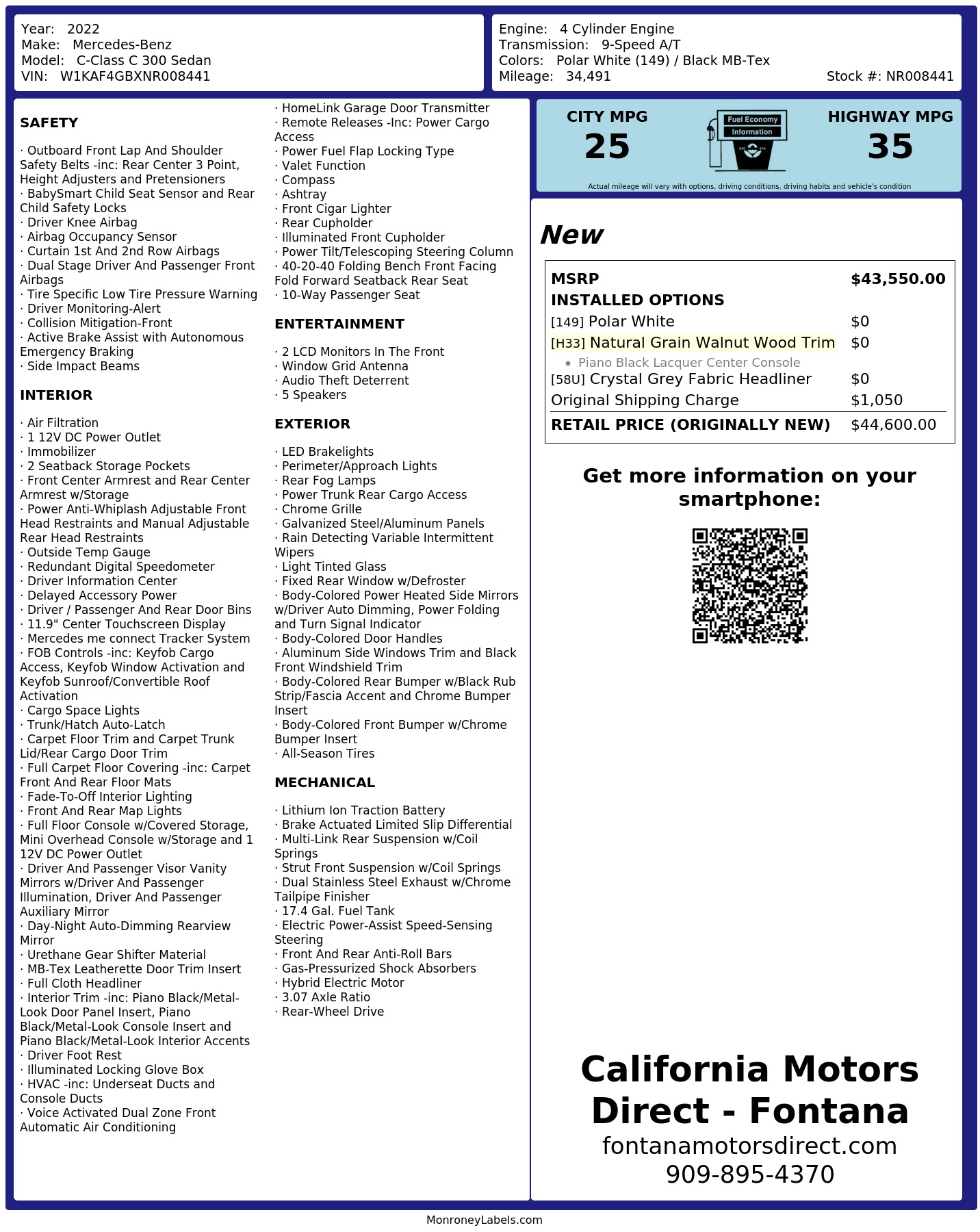 Monroney Label