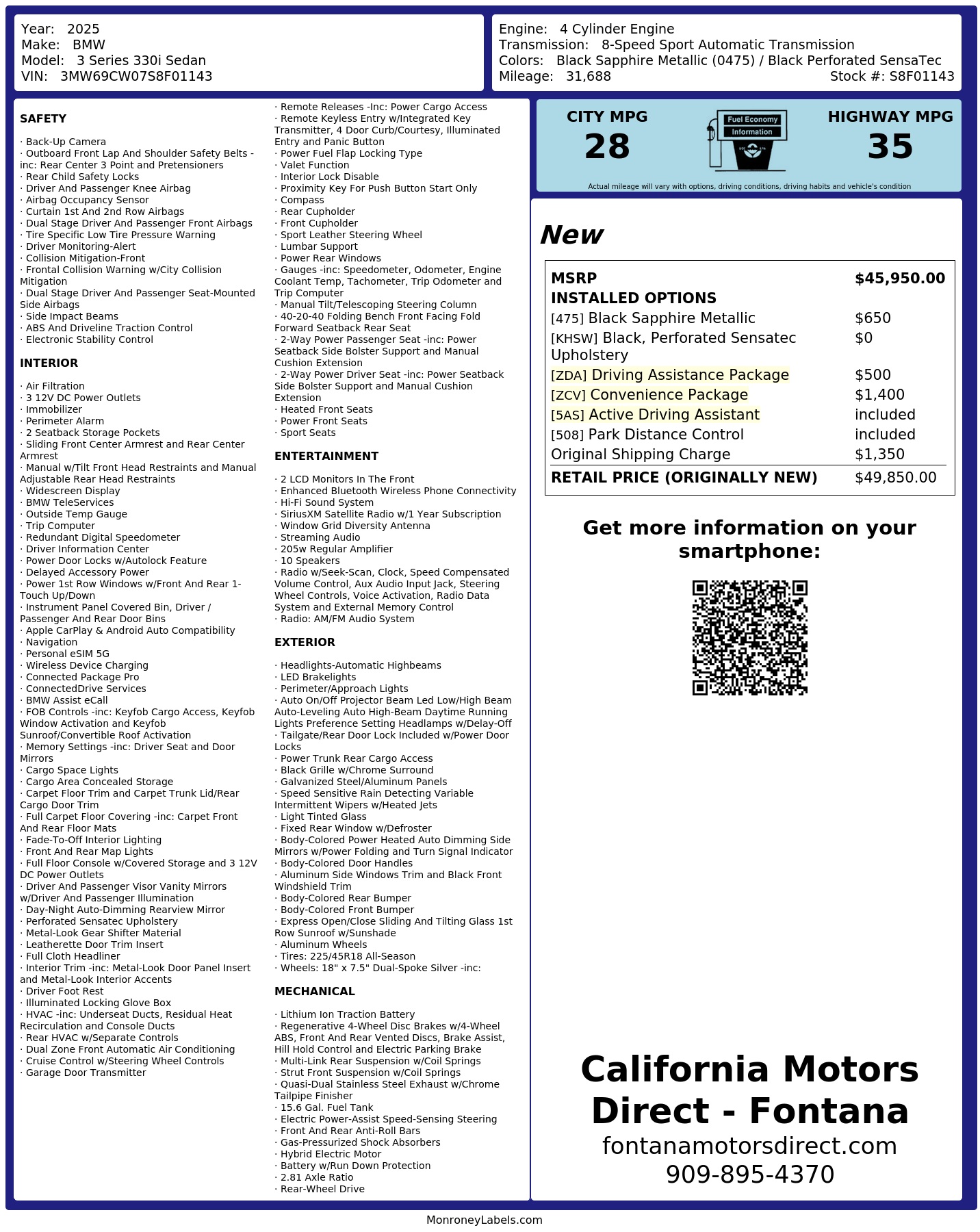 Monroney Label